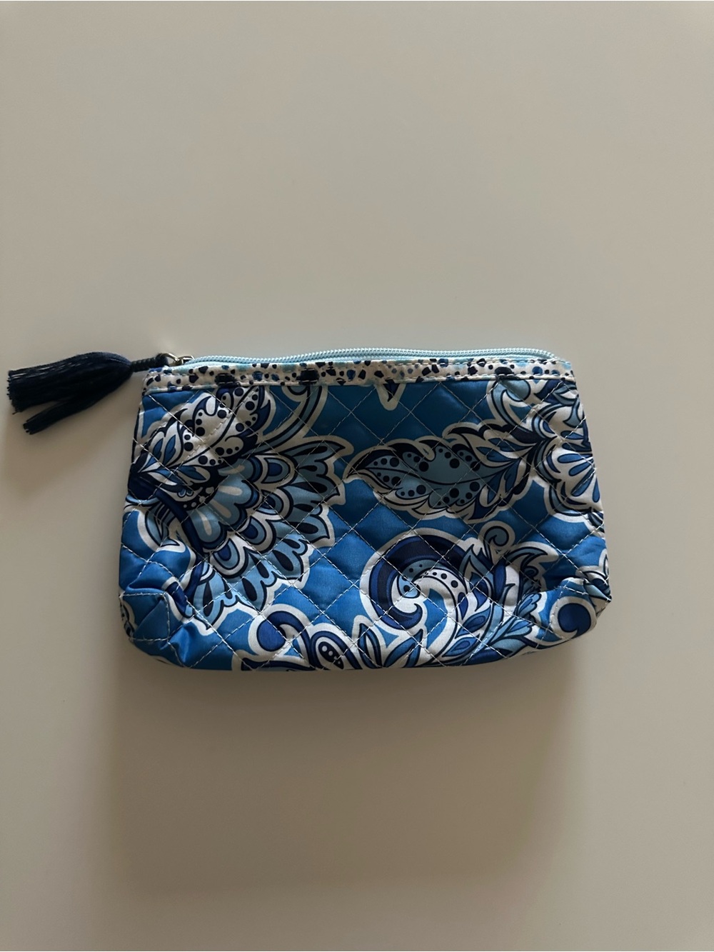 Modella Blue Floral Quilted Cosmetic Pouch
